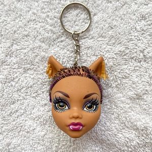MONSTER HIGH DOLL HEAD//CLAWDEEN WOLF KEYCHAIN🖤